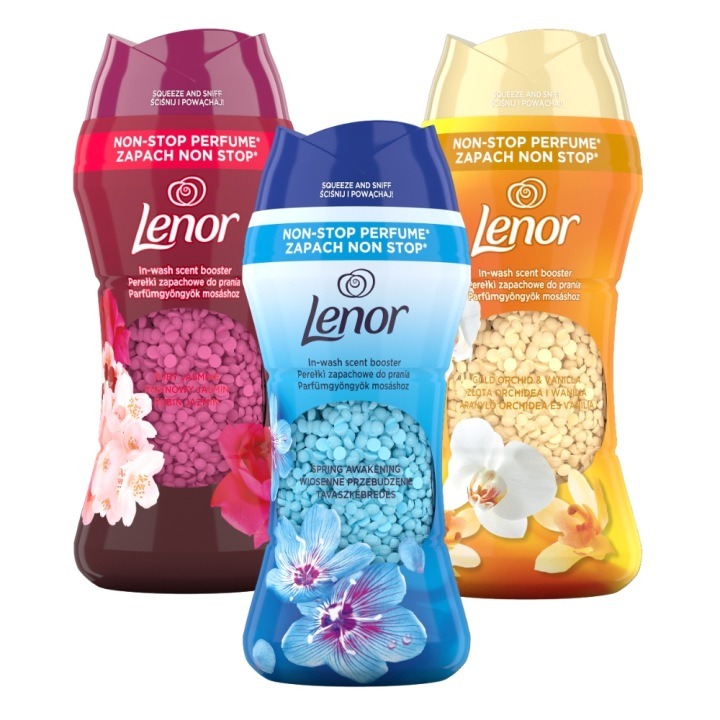 Lenor vonné perly na pranie MIX vôní 3x195g + ZADARMO – Spring Awakening, Gold Orchid & Vanilla, Ruby Jasmine