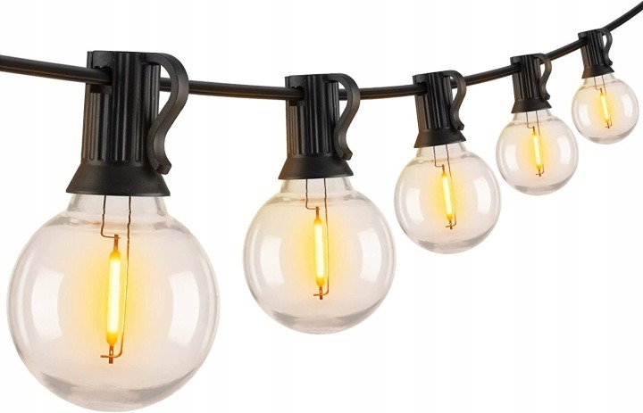 Záhradná svetelná girlanda 20 m s 50 LED svetlami, 2700 K