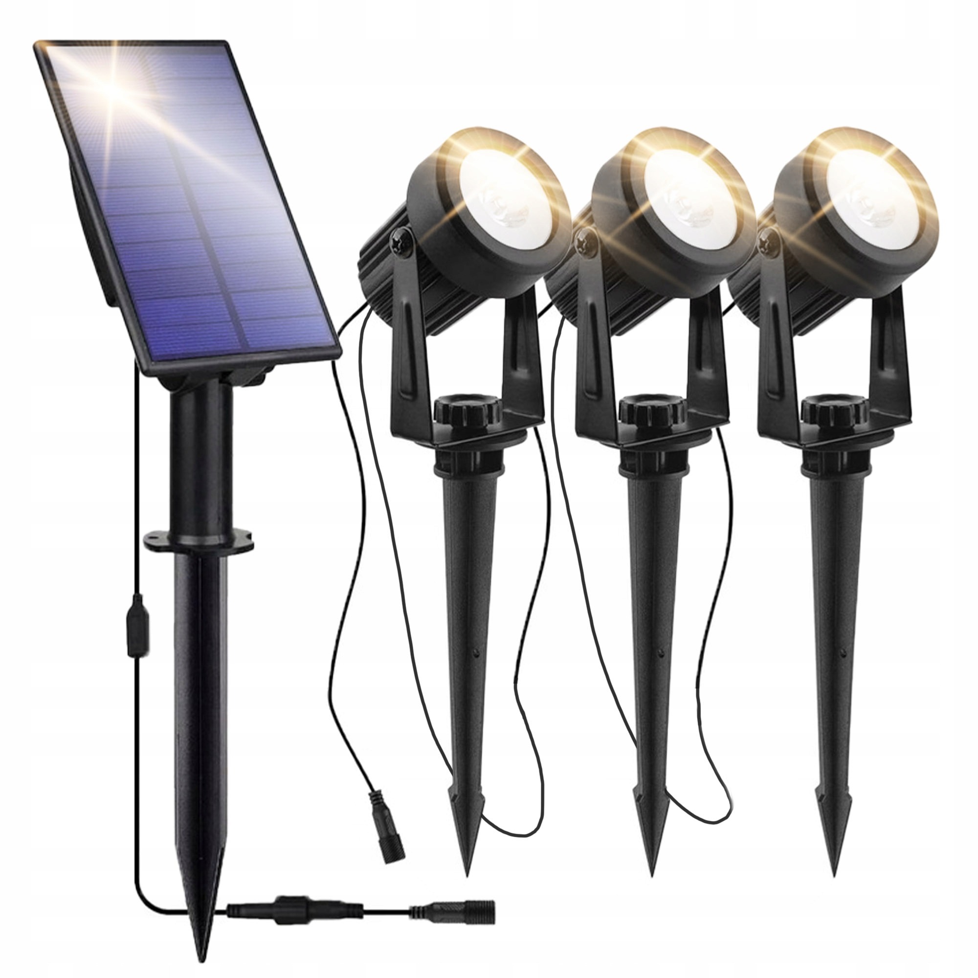 Zapichovacie solárne LED záhradné reflektory, 3 kusy, IP65