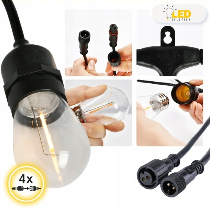 Záhradná svetelná girlanda 20 m s 20 LED žiarovkami E27, IP65