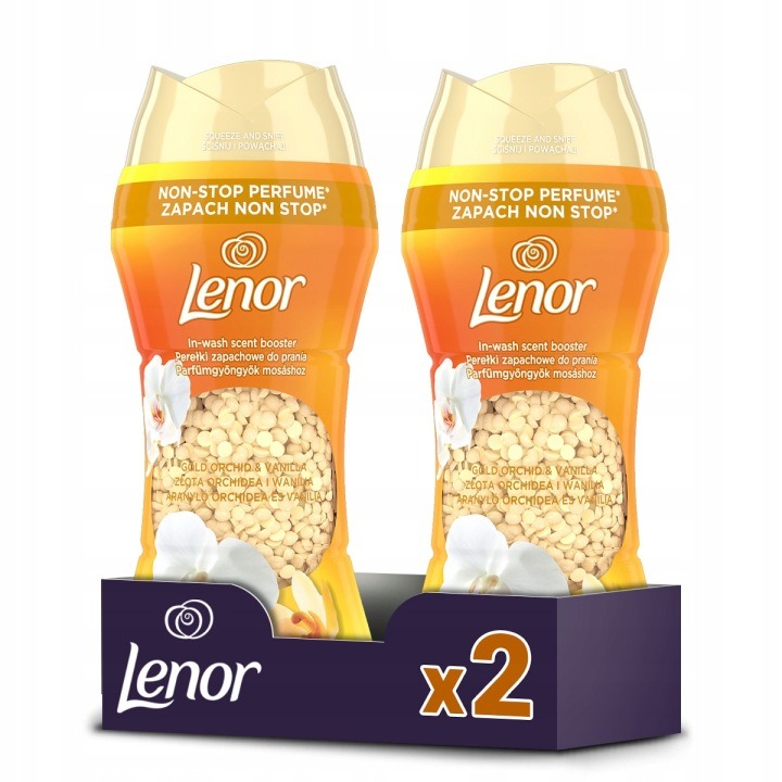 Lenor Gold Orchid & Vanilla Vonné perly na bielizeň 2x195g + ZADARMO – dlhotrvajúca sviežosť a intenzívna vôňa