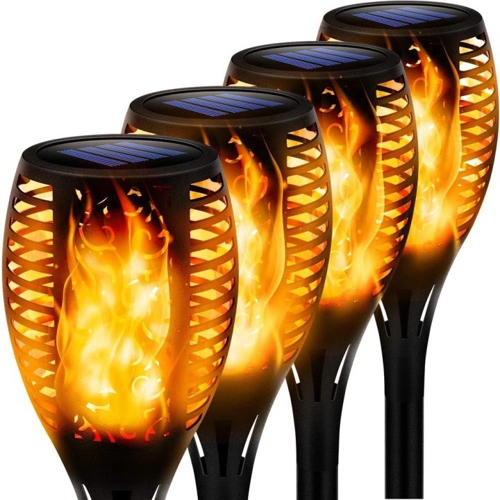 Solárne LED záhradné lampy s efektom plameňa, 4 kusy