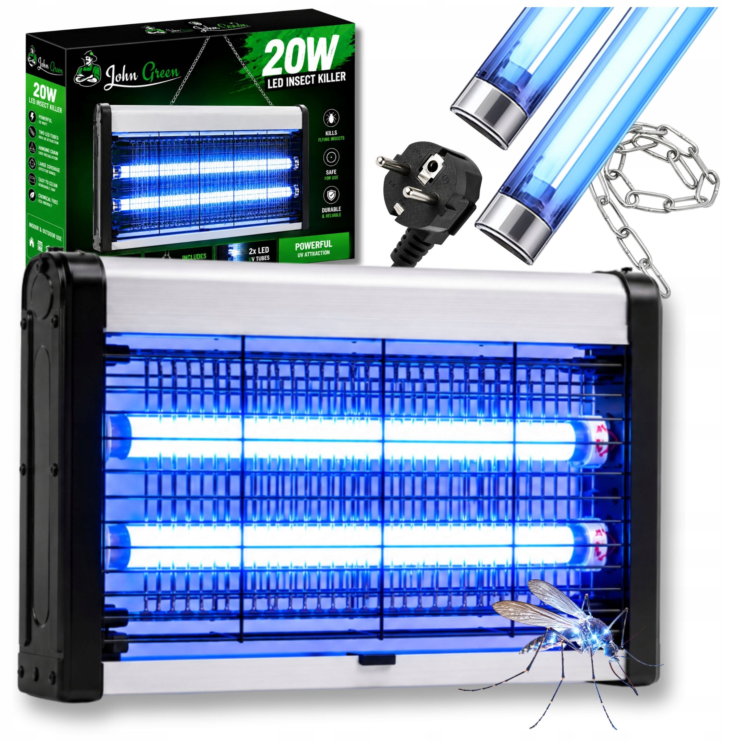 UV lampa proti hmyzu s LED svetlom do priestoru 100 m²