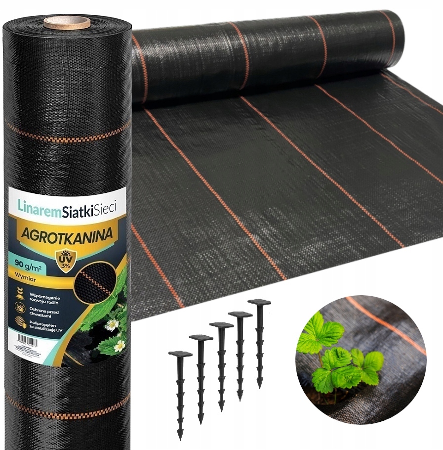 Agrotextília - AGRO LÁTKA 90G 1,1x100m ČIERNA AGRO NETKANÁ UV 3% OCHRANA PRAVINY + KOLÍKY