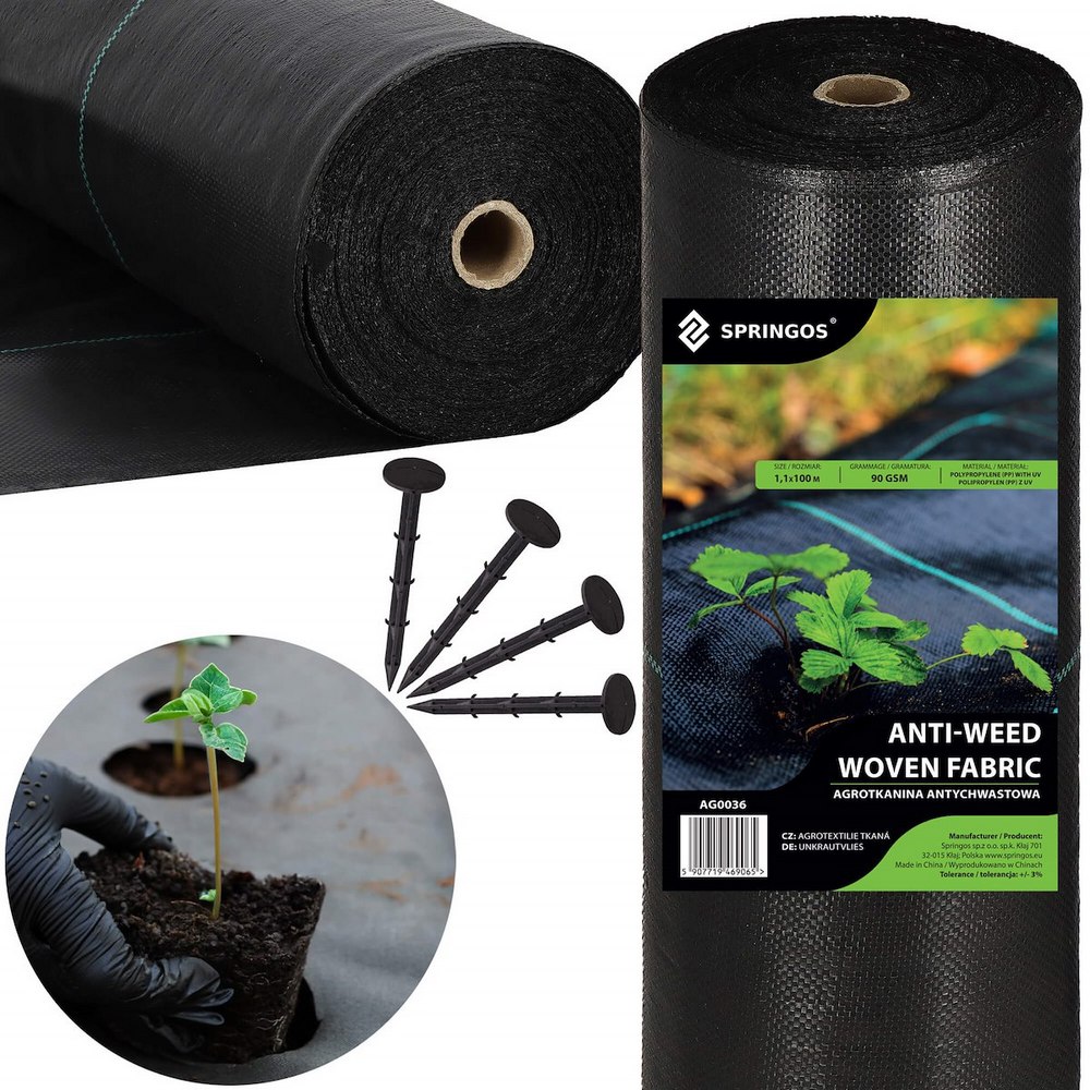 Agrotextília - Agrotkanín 90G 1,1x100M Black UV Antichwastowa UV Agrotextile + Powels