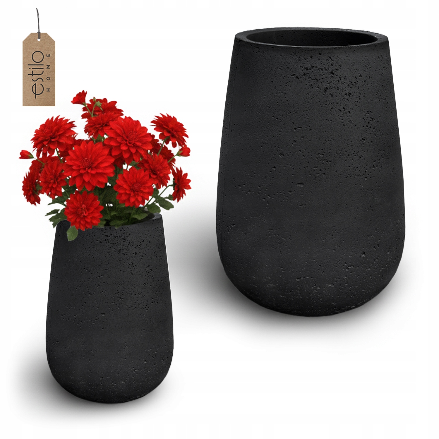 Záhradný kvetináč CONCRETE VYSOKÝ 70 cm na kvety, trávu, stromy Ø57 cm čierny