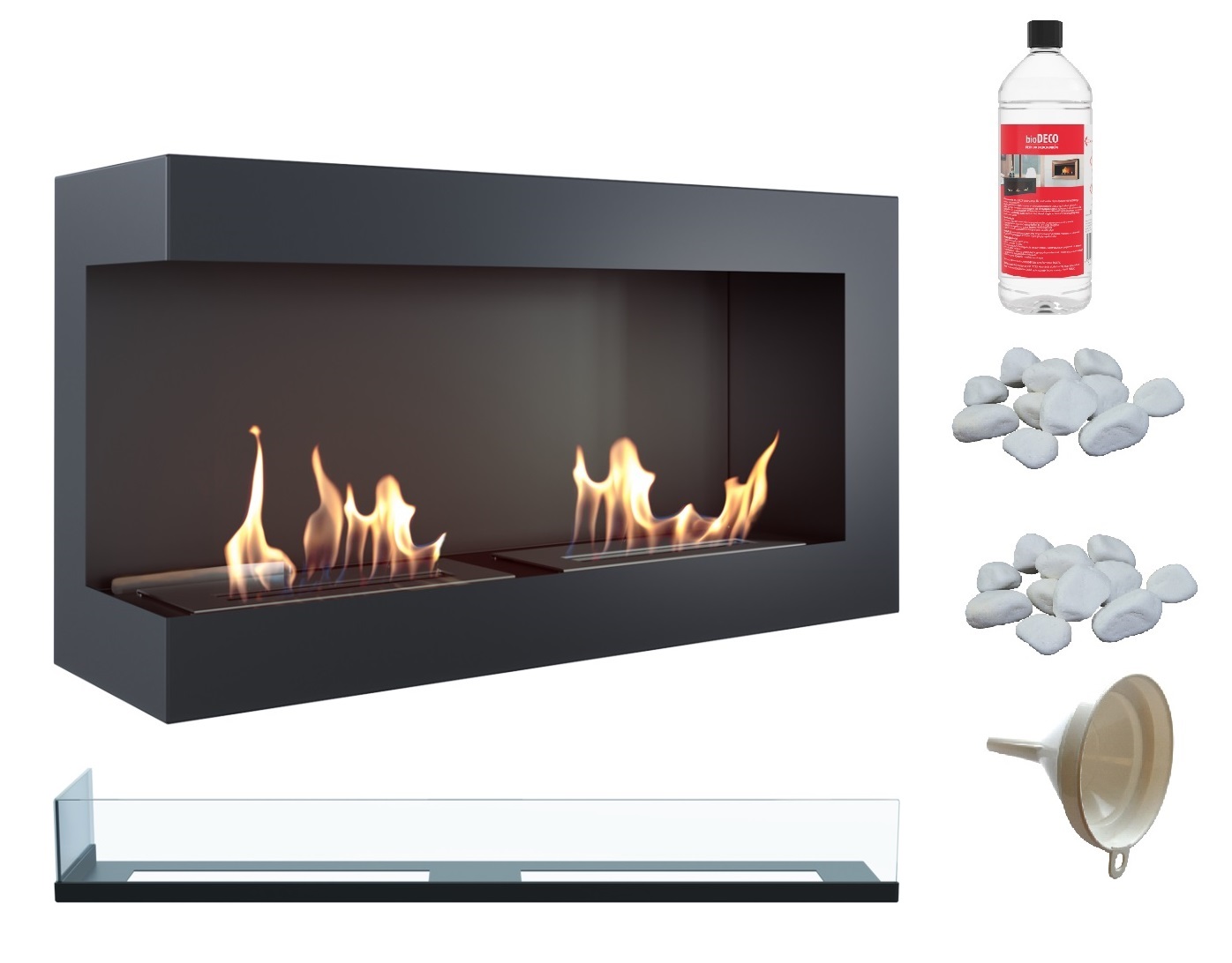 ~ Rohový bio krb Delta vľavo 900x280 + sklo