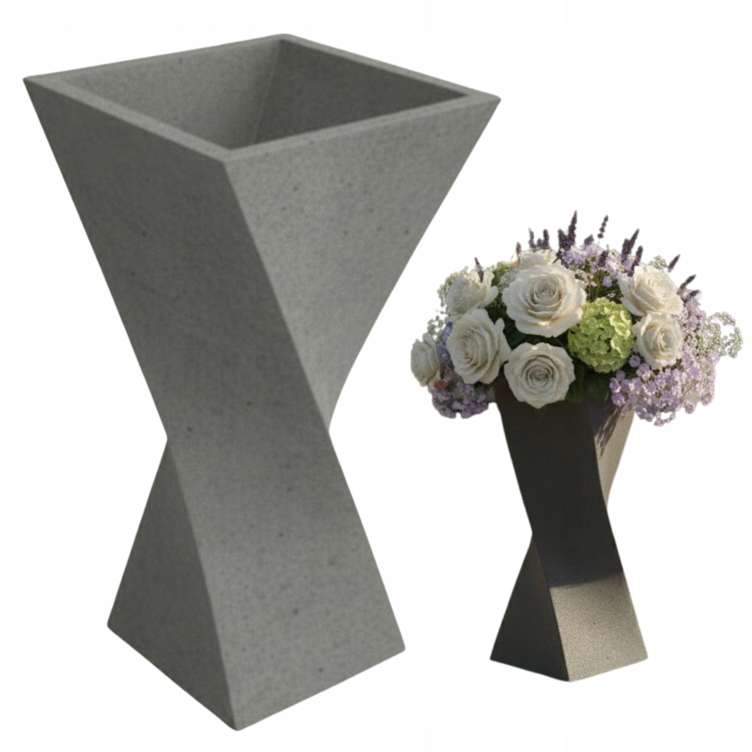 Betónový kvetináč do záhrady 70 × 35 × 24,5 cm špirálový veľký vystužený DUBAI M