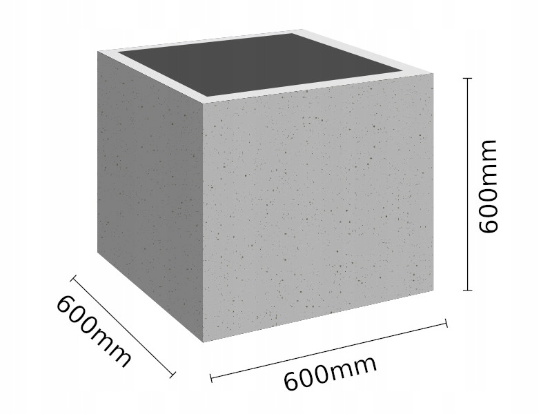 Betónový kvetináč z architektonického betónu 60 × 60 × 60