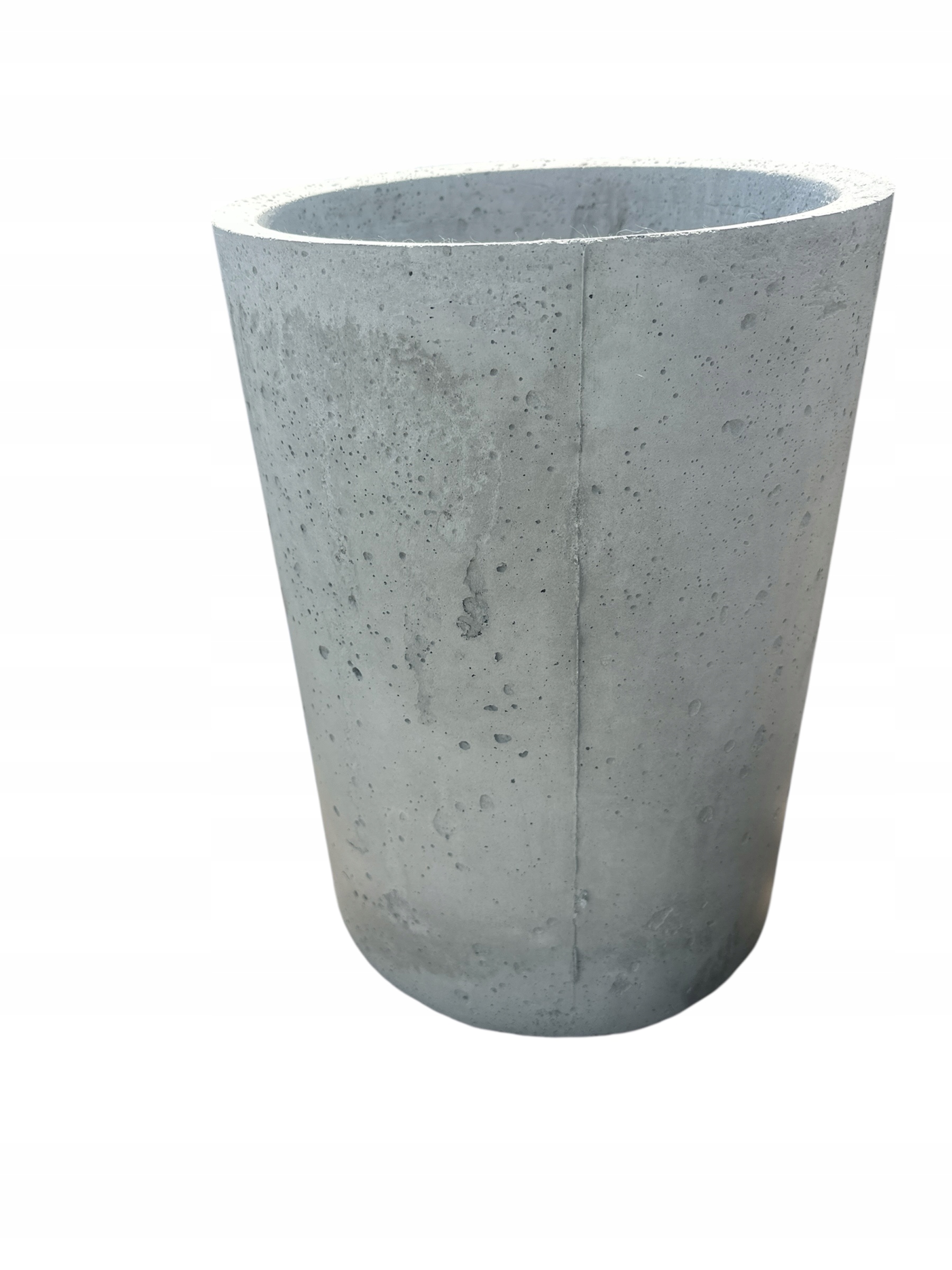 Okrúhly betónový kvetináč, architektonický betón, 31 × 35, záhradný, malý, sivý