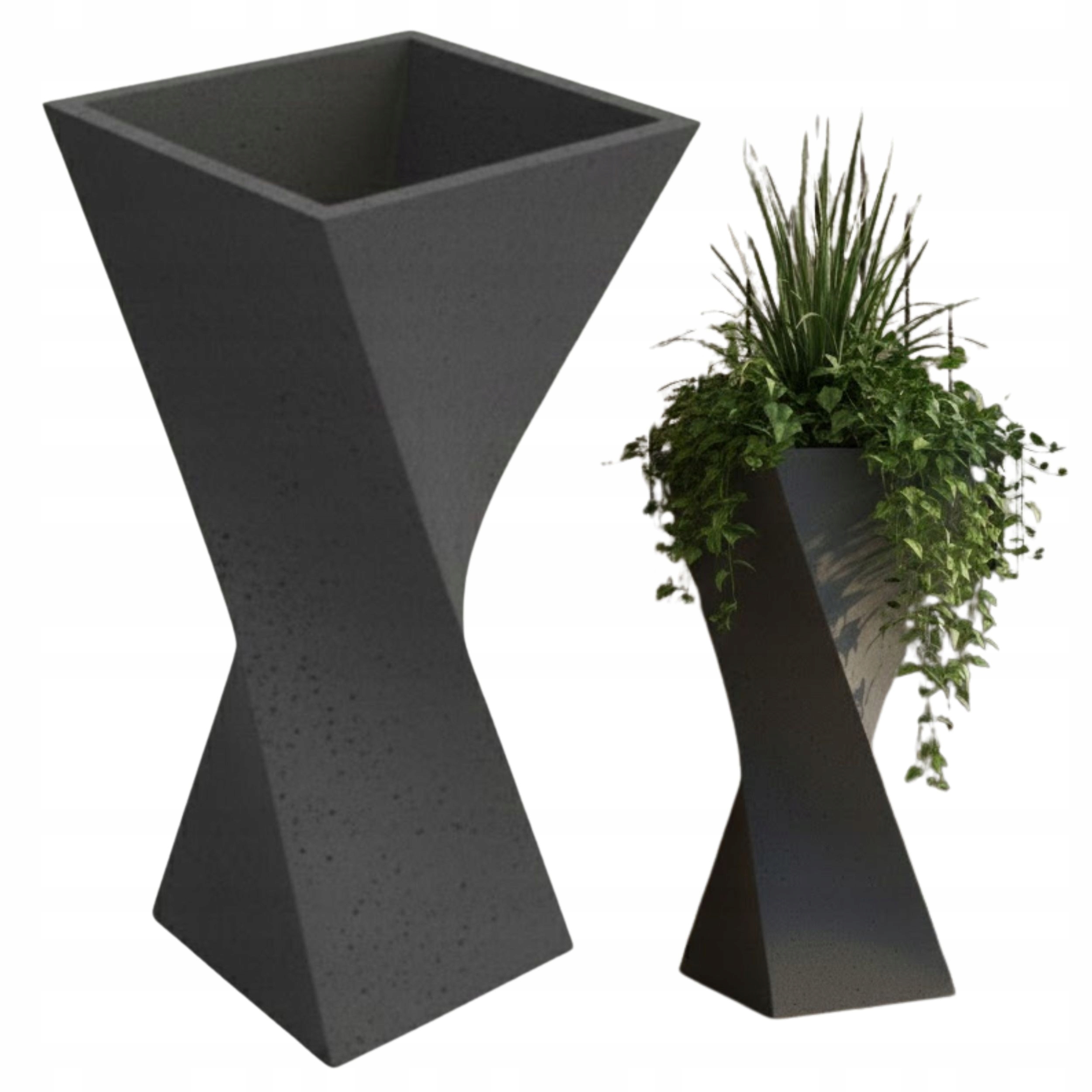 Veľký záhradný kvetináč z betónu 70 × 35 × 24,5 cm so špirálovou výstuhou DUBAI M