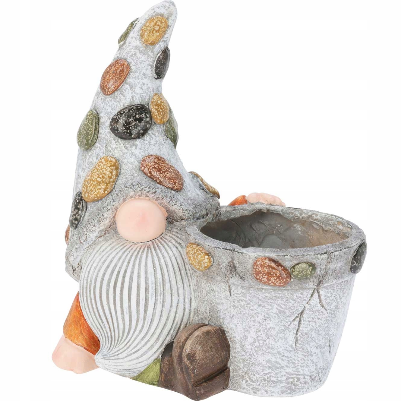 Cementový záhradný kvetináč S Gnormom 25,5 × 19 × 30 Cm sivý