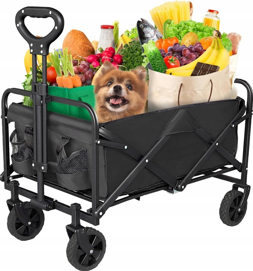 Prepravný vozík Ikonka, čierna látka, skladací, 100 l