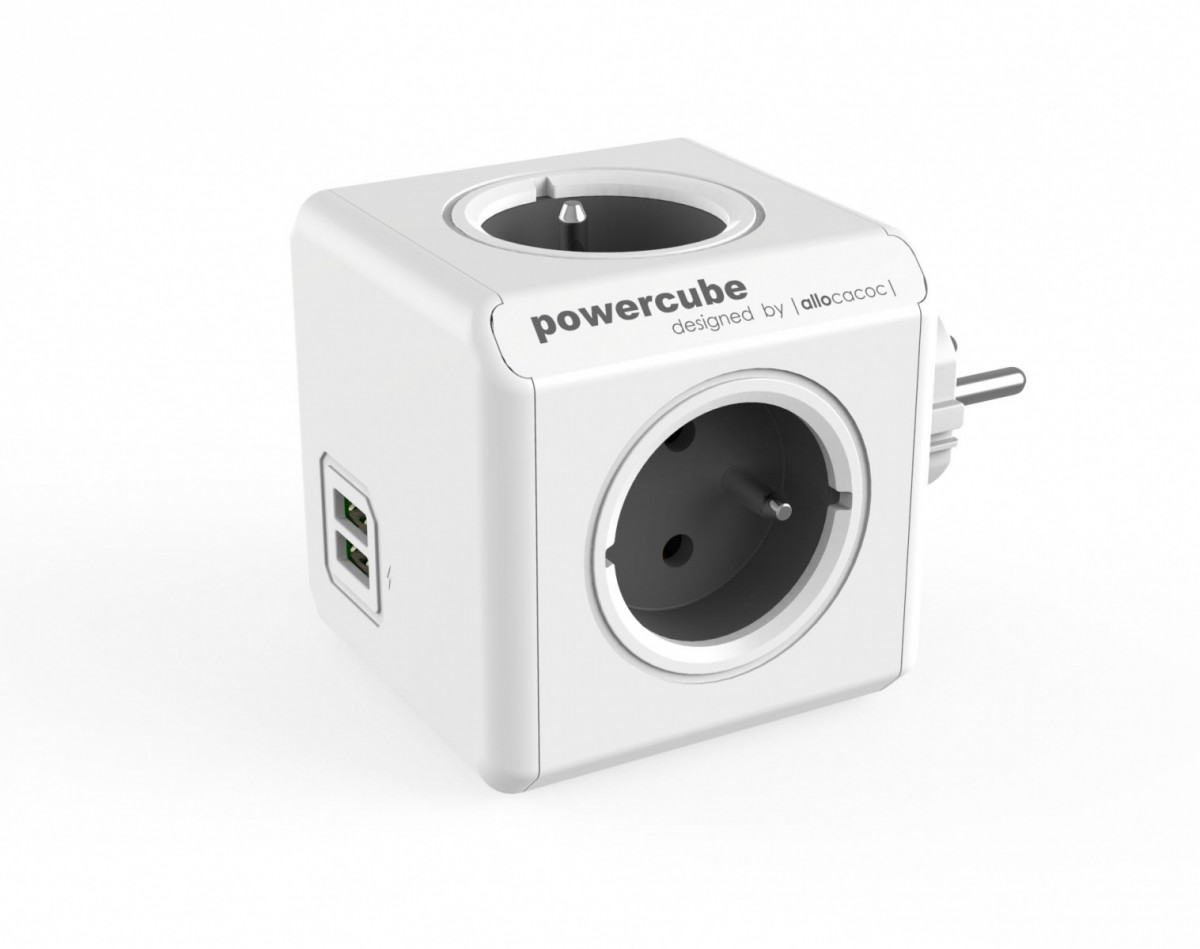 Allocacoc predlžovací kábel, USB rozbočovač, sivý