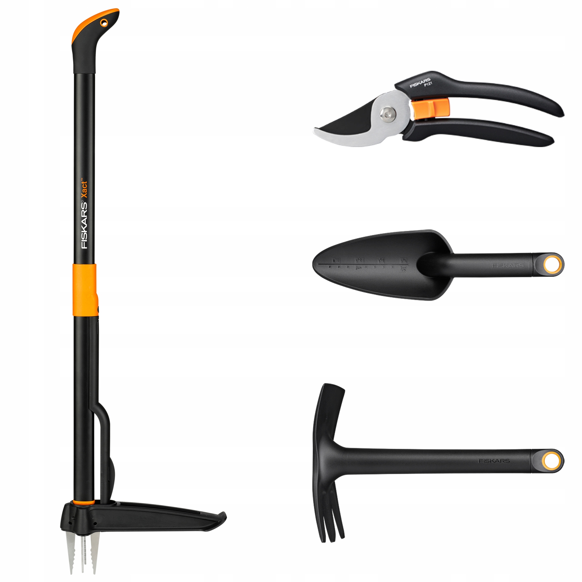 FISKARS Xact odstraňovač buriny + záhradnícka nôžka + lopata