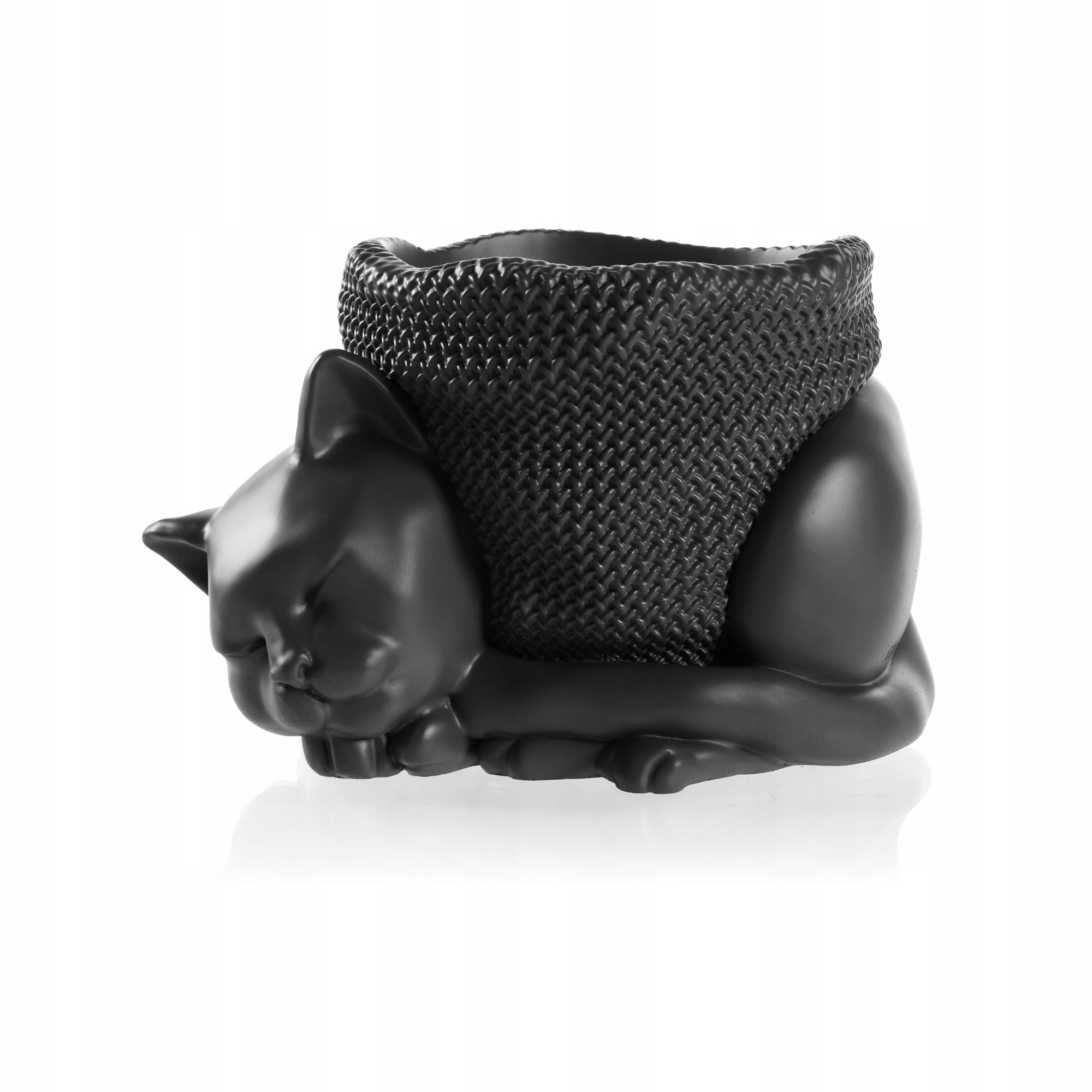Kvetináč Sleepy Cat Black Matt Poli 12 cm pre mačky