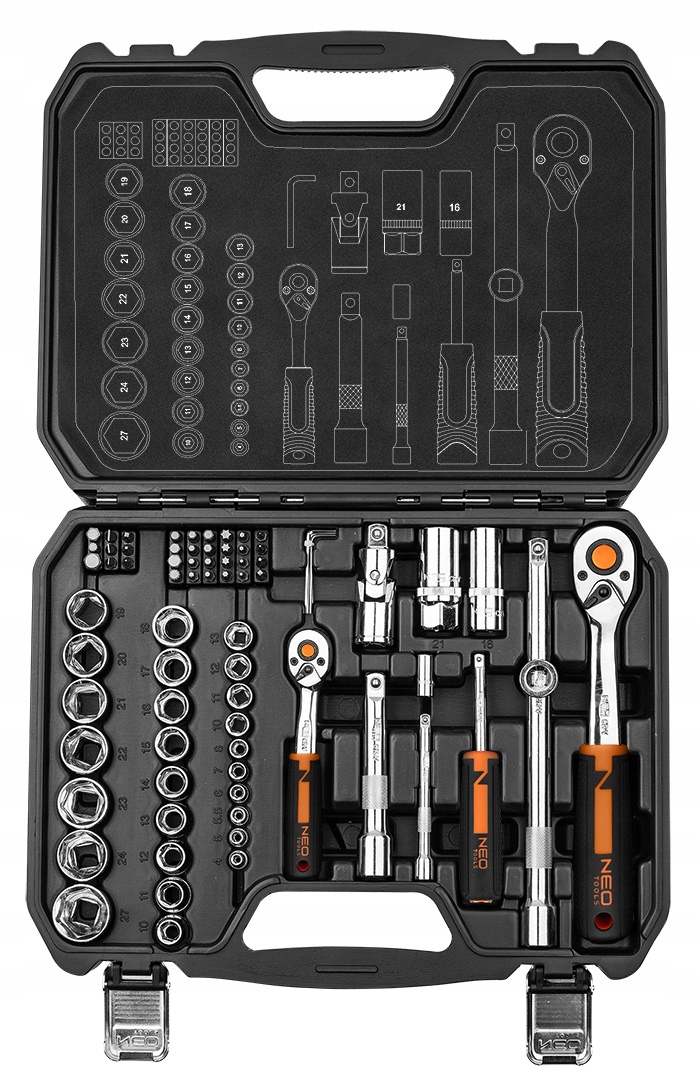 NEO TOOLS Nástrčkové kľúče 73 ks - 1/2 1/4