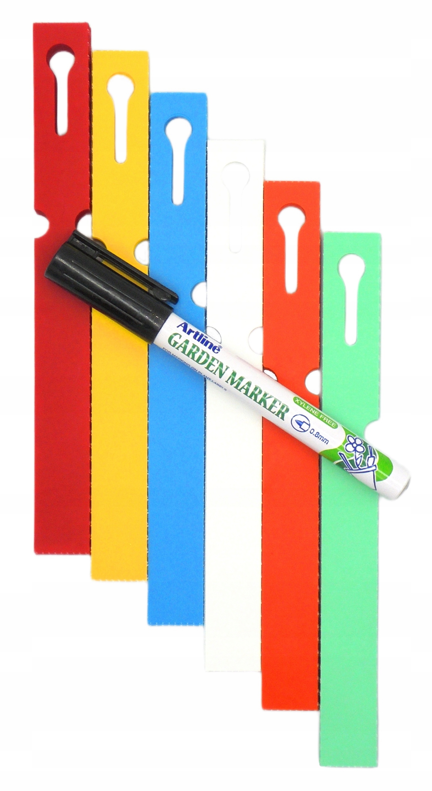 POPISOVAČ + 6 FAREBNÉ štítky so slučkami na popis rastlín 160x17mm (17x160) 600 ks