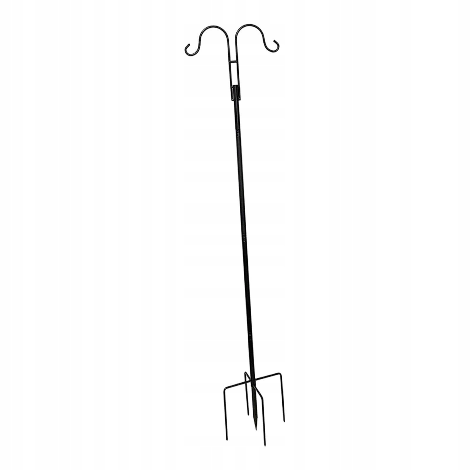 Závesný kovový záhradný stĺpik Shepherds Hook Black pre vtáky, 4 sekcie