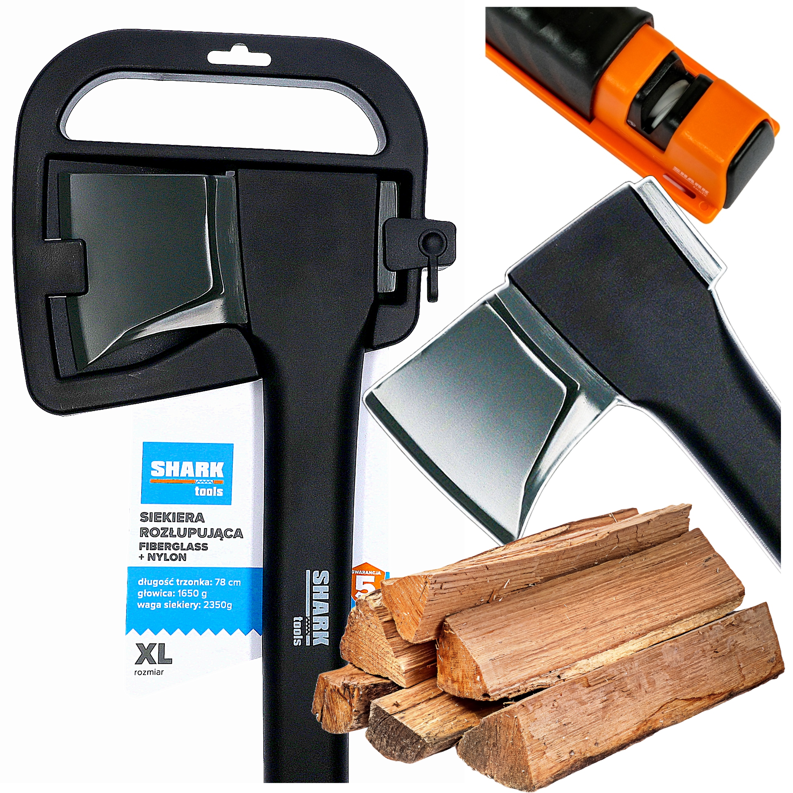 Štiepacia sekera Shark Tools XL na drevo 78 cm 2350 g + brúska