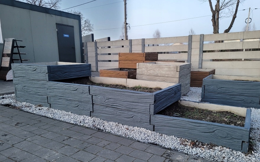 Vyvýšený ZÁHON betónový kvetináč NA ZELENINU kvetináč NA BYLINKY KOMPOSTÉR 100 × 400