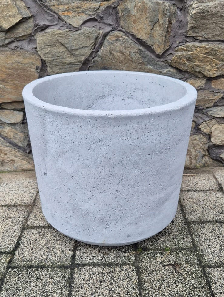 Veľký okrúhly betónový kvetináč 39 cm betónový kvetináč pre veľké rastliny sivý