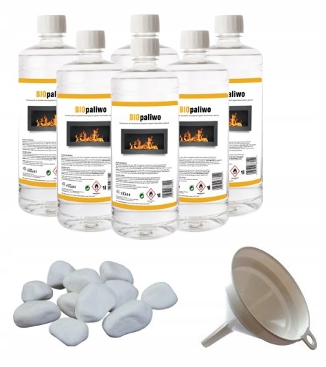 Bioetanol biopalivá sada 6 l + biele kamienky