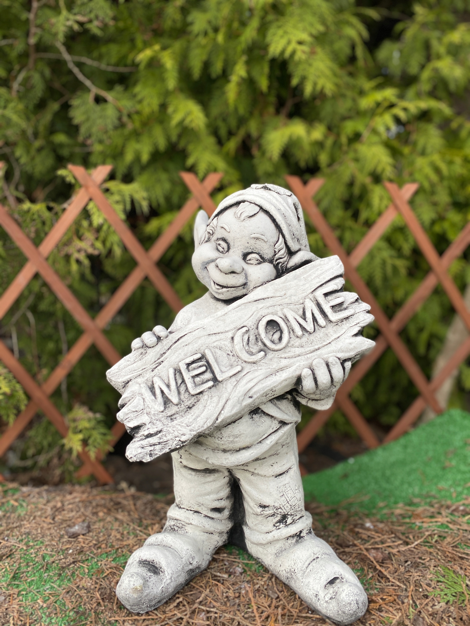 Záhradná figúrka Gnome Leprechaun troll figúrka z betónu