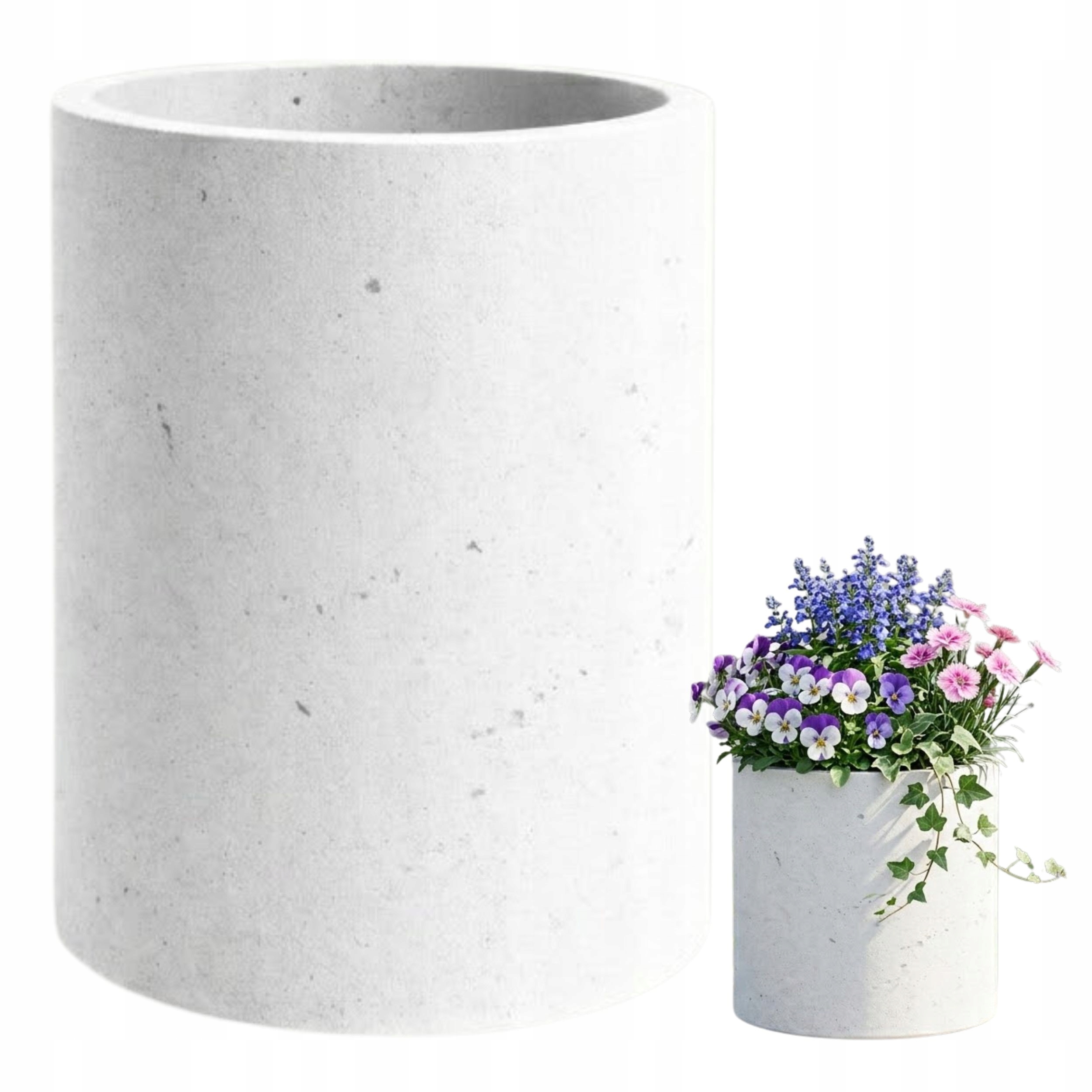 Záhradný kvetináč 50 × 35 cm, betón, architektonický betón, odolný biely, OSLO L