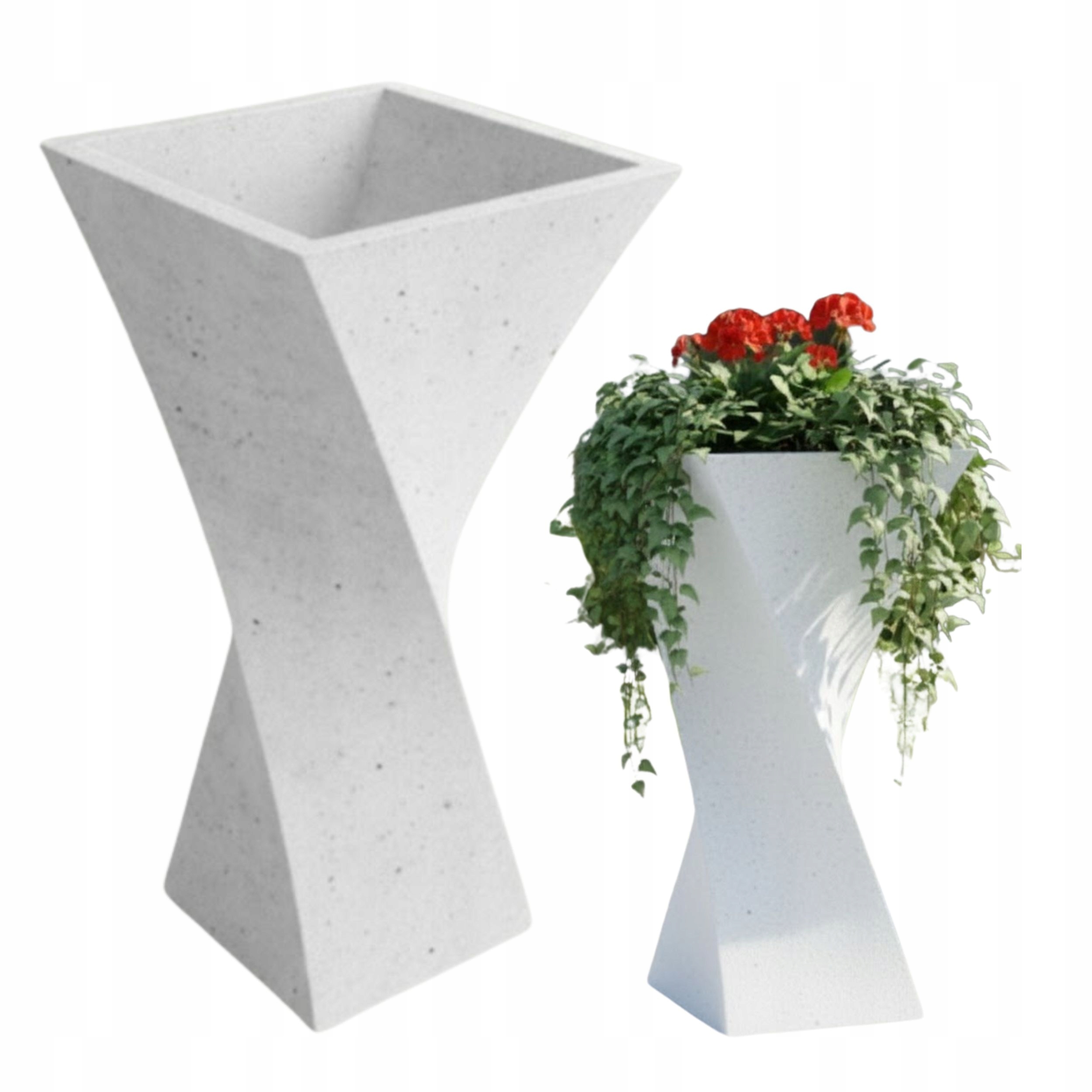 Záhradný kvetináč ARCHITECTURAL CONCRETE biely veľký 70 × 35 × 24,5 DUBAI M