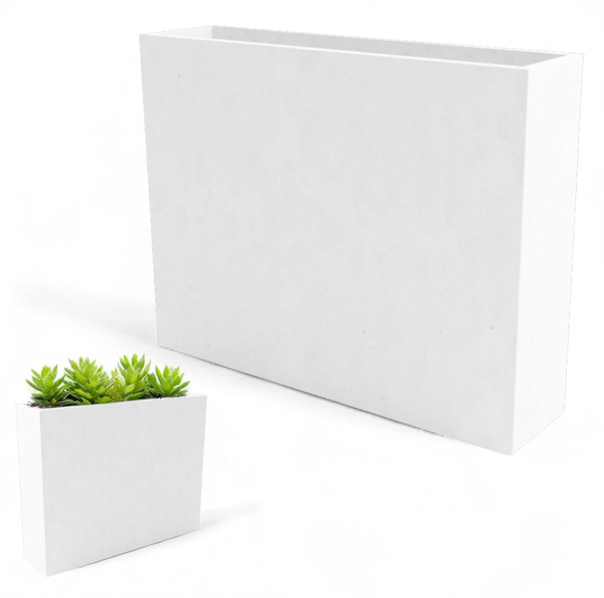 Záhradný kvetináč ARCHITECTURAL CONCRETE vysoký biely 100 × 80 × 25 cm BARCELONA
