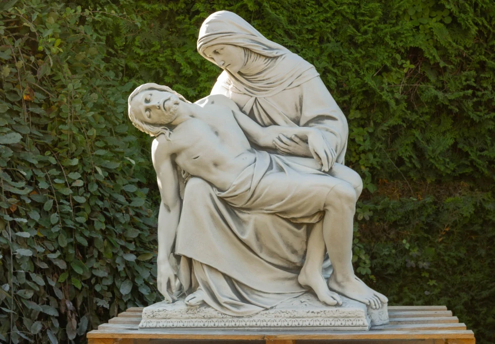 Betónová socha Pieta 100 cm – Ježiš a Mária Michelangelova Pieta, veľká záhradná sakrálna…