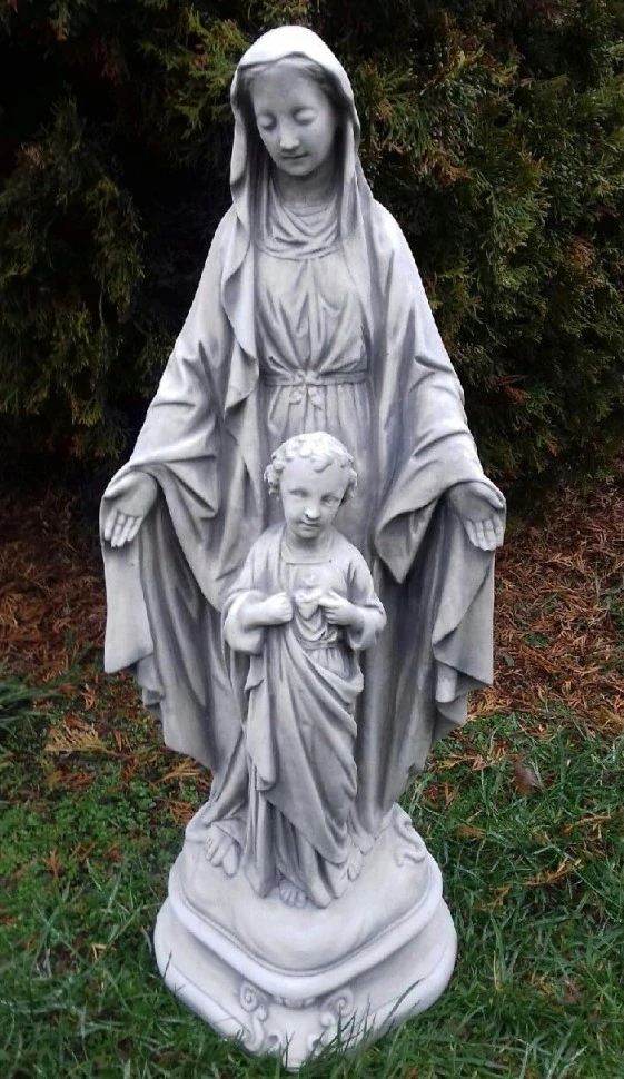 Betónová socha Panny Márie s Ježiškom 63 cm – záhradná sakrálna figúra z mrazuvzdorného betónu