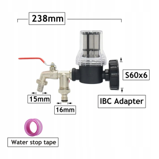 Zavlažovanie záhrady - 1/2 '' konektor IBC Tank 2-Way 1-Road