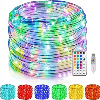 Svetelný stĺp do záhrady - 10/20 m LED lano svetlo vonkajšie 16 farieb RGB vymeniteľné rozprávkové svetlo