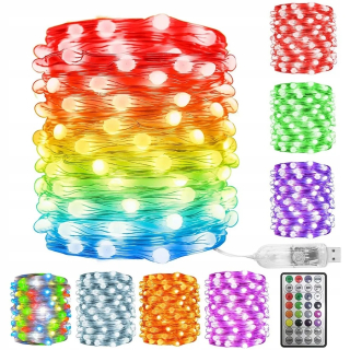 Svetelný stĺp do záhrady - 10/20M RGB vymeniteľné rozprávkové reťazce svetlá Copper drôt vianočný stromček rozprávka