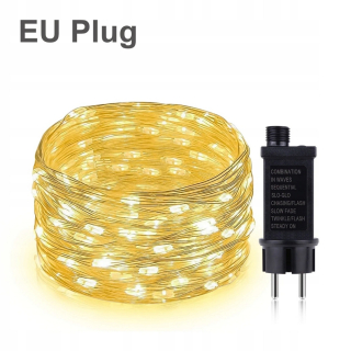 Svetelný stĺp do záhrady - 10 m-100M LED medený drôt Fairy Light AC110V-220V EÚ USA napájací zdroj
