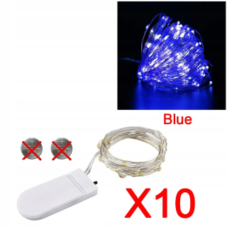 Svetelný stĺp do záhrady - 10PCS LED medený drôt Fairy Lights Button Powered Battery 1M 2M3M5M LED