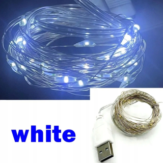 Svetelný stĺp do záhrady - 10ks 20M USB LED reťazové svetlá Medené strieborné drôtené girlandové svetlo