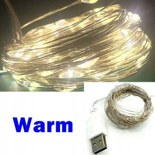 Svetelný stĺp do záhrady - 10ks vianočná večierok USB LED medený drôt s reťazcami rozprávkovej lampy