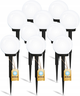 Solárna zapichovacia záhradná lampa - 10x solárna LED záhradná lampa nalepenie bielej gule