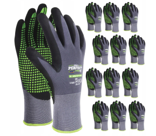 Záhradné oblečenie - 12 párov Stalco Nitril Flex bodky spandex rukavice Veľkosť 8