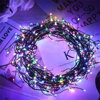 Svetelný stĺp do záhrady - 12M 400 LED Cluster Light Svetlo s medeným drôtom ovládané cez USB