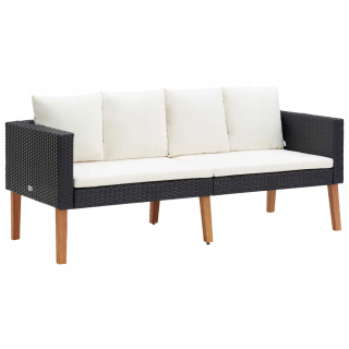 Záhradná zostava nábytku - 2-osobná záhradná pohovka s vankúšmi, Rattan PE, C