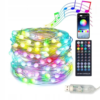 Svetelný stĺp do záhrady - 20 m 10m inteligentná aplikácia Control String Light Bluetooth vianočné stromčeky víla