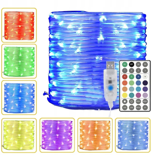 Svetelný stĺp do záhrady - 20 m RGB farba Zmena víly lana Svetlo Light Outdoor Lope Rúrka prúžk