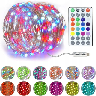 Svetelný stĺp do záhrady - 20 m inteligentný RGB vianočný stromček rozprávkovo svetlo girlandský medený drôt LED reťazec