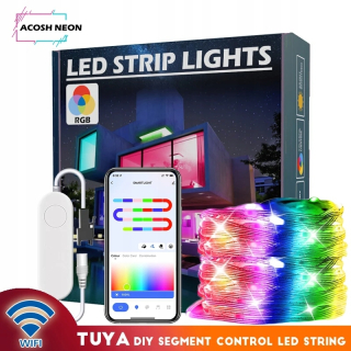 Svetelný stĺp do záhrady - 20m TUYA LED Fairy String Lights Hudba synchronizovaná 200led WS2812B medený drôt