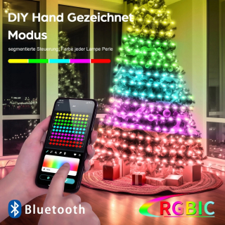 Svetelný stĺp do záhrady - 25m LED medený drôt decoate svetlá rgbic snovej farby USB LED reťazec