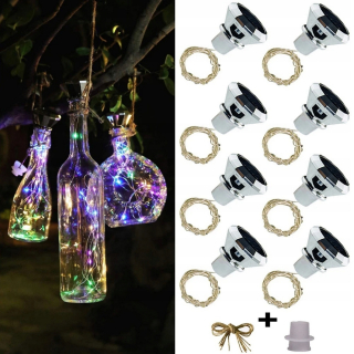 Svetelný stĺp do záhrady - 2m 20 LED diódy Copper Wire Fairy Garland String Lights Solárne víno fľaša korok